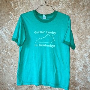 Getting Lucky in Kentucky green tee XL
